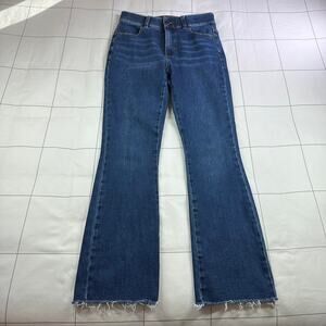 Universal Standard Jeans Womens 8 Blue Sinead High Rise Bootcut Raw Hem Stretch